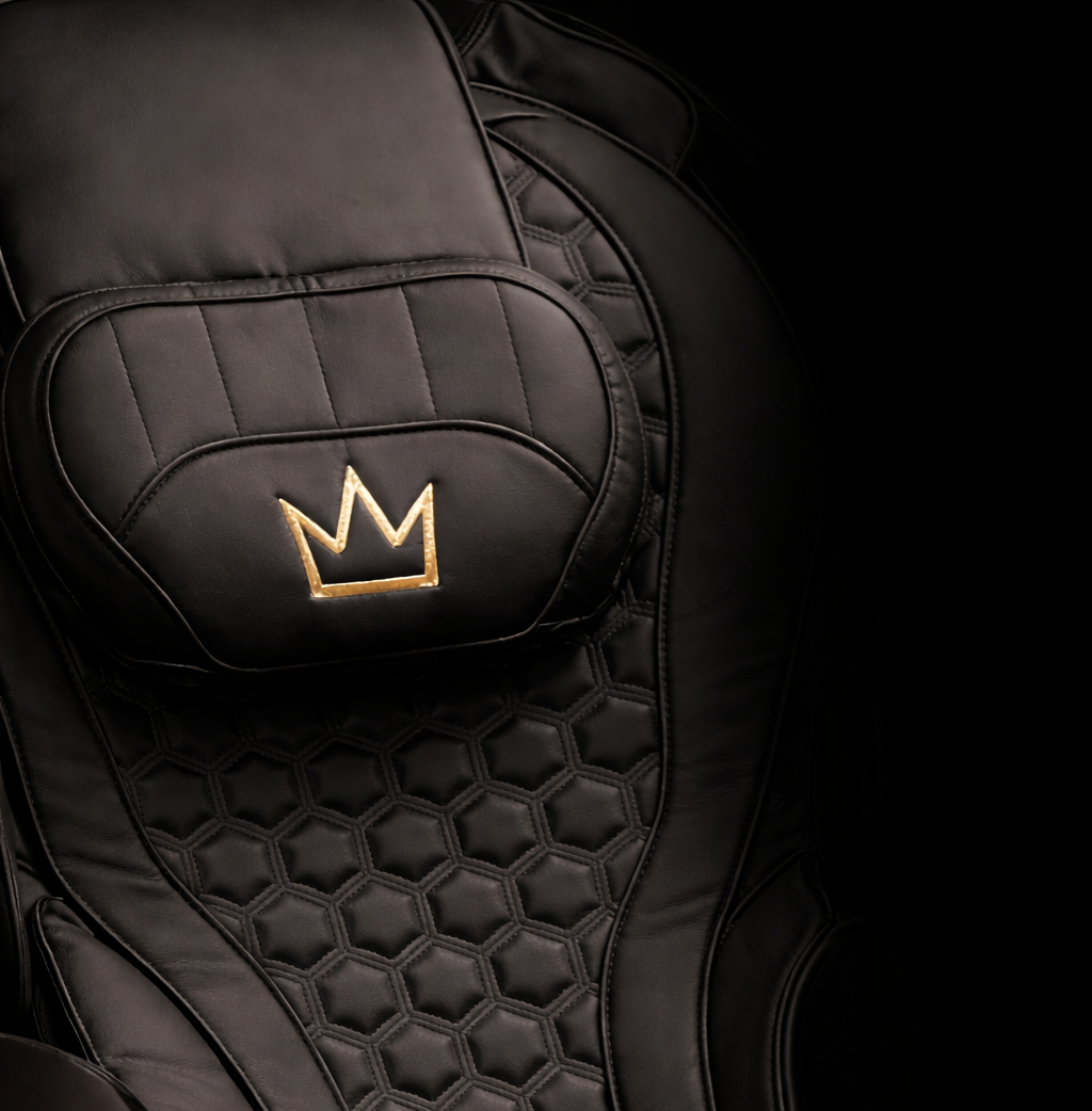Close-up detail of premium CROWN chair upholstery and stitching